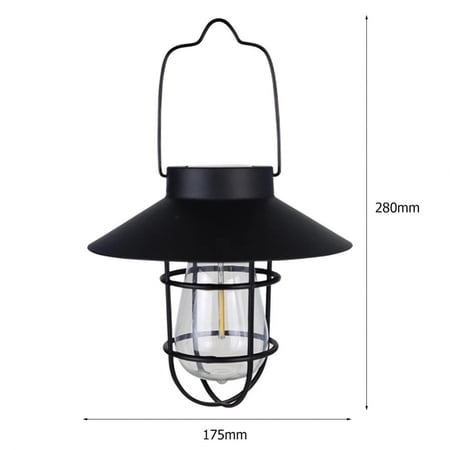 Solar Lantern Lamp Outdoor Hanging Tent Lamp Waterproof Vintage Metal Solar Lights with Tungsten Bulb for Patio Garden Decor New