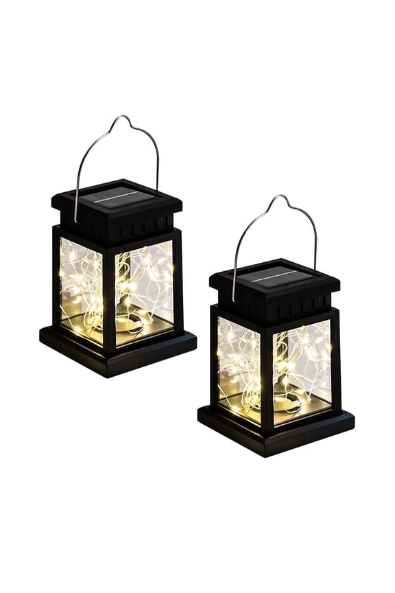 Solar Lantern Lights Outdoor, 2 pack Vintage LED Hanging Light, Waterproof Solar Landscape Lamp for Deck Garden Decor, Warm White