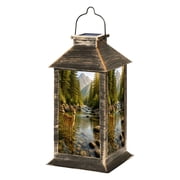 Solar Lantern Lone deer forest Garden Hanging Lantern Waterproof Solar Powered Lighting Outdoor Lamp for Deck Yard Camping Patio Decor