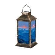 Solar Lantern Majestic Mountain Sunrise Layers Twilight Hues horizon natural Garden Hanging Lantern Waterproof Solar Powered Lighting Outdoor Table Lamp for Deck Yard Camping Patio Decor