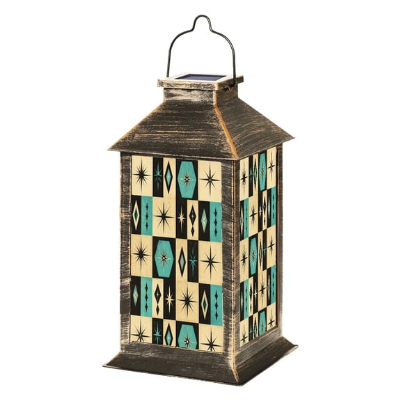Solar Lantern Mid Century Atomic Starbursts Retro Abstract Geometric Space Vintage Garden Hanging Lantern Waterproof Solar Powered Lighting Outdoor Lamp for Deck Yard Camping Patio Decor