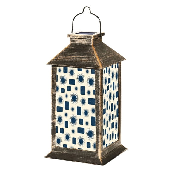 Solar Lantern Mid Century Atomic Starbursts Retro Abstract Geometric Space Vintage Garden Hanging Lantern Waterproof Solar Powered Lighting Outdoor Lamp for Deck Yard Camping Patio Decor