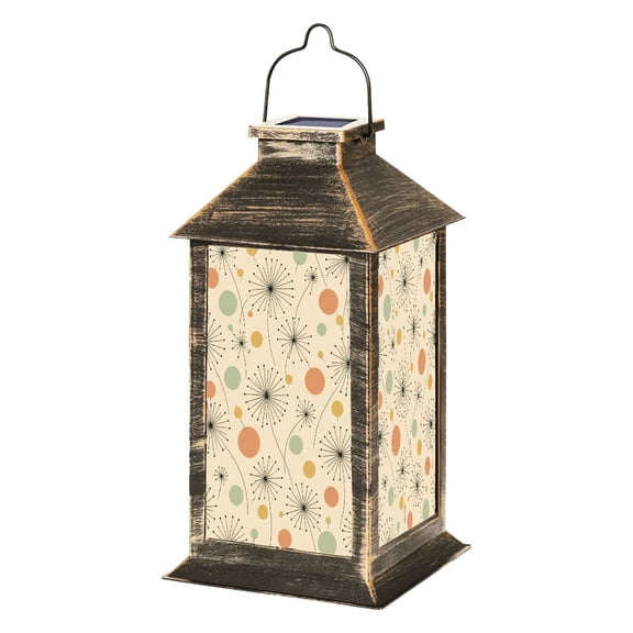 Solar Lantern Mid Century Vintage 1950s Modern Retro Atomic Dandelion inspired Garden Hanging Lantern Waterproof Solar Powered Lighting Outdoor Lamp for Deck Yard Camping Patio Decor