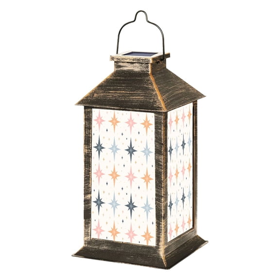 Solar Lantern Mid Century Vintage 1950s Modern Retro Atomic Symmetrical Starbursts Garden Hanging Lantern Waterproof Solar Powered Lighting Outdoor Lamp for Deck Yard Camping Patio Decor