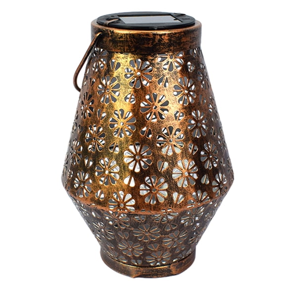 Solar Lantern Outdoor Decorative Light, Hanging Metal Solar Lantern With Hollow Shadow Design, Waterproof Solar Powered Patio Garden Yard Pathway Decorative Lighting For Outdoor Spaces