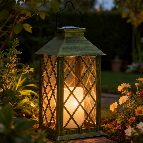 Syenll Solar Lantern Outdoor, Garden Hanging Lantern, Decorative Flameless Candle Lights for Lawn Patio Pathway Table