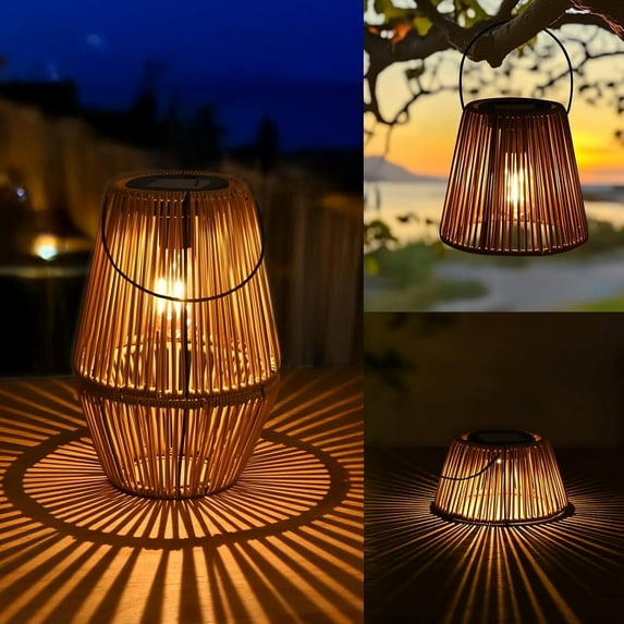 DAZLUTE Solar Lanterns Outdoor Waterproof Hanging Solar Lights for Outside with Rattan, Garden Decoration for Yard Patio Porch Lawn Pathway Trees, 1 Pack