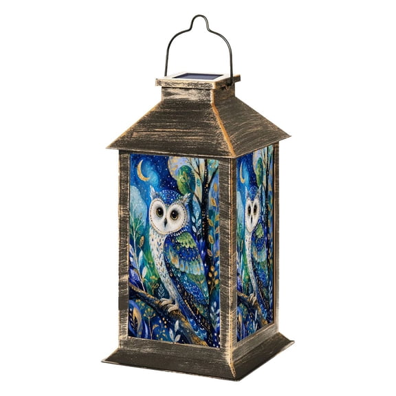 Solar Lantern Whimsical Colorful Owl Night Leaves Garden Hanging Lantern Waterproof Solar Powered Lighting Outdoor Lamp for Deck Yard Camping Patio Decor