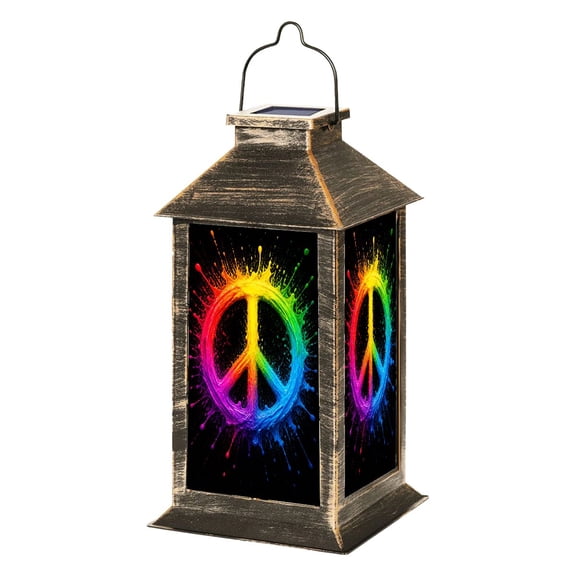Solar Lantern hippie symbols two fingers sign victory sign Pacific Garden Hanging Lantern Waterproof Solar Powered Lighting Outdoor Lamp for Deck Yard Camping Patio Decor