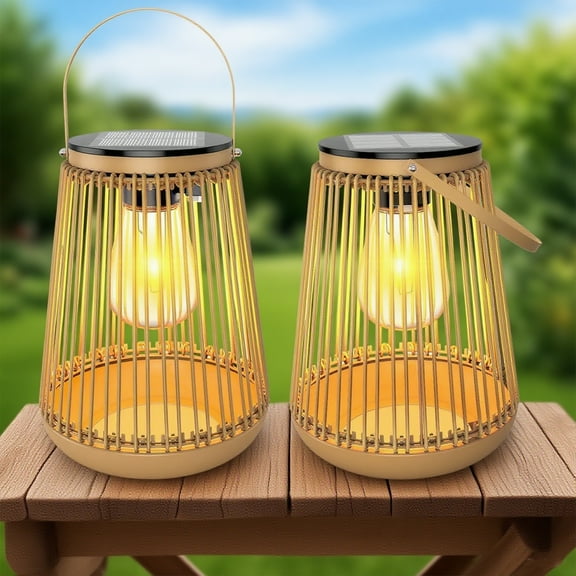 Solar Lanterns, KagoLing Solar Lights Outdoor Waterproof Hanging Hand-Woven Lanterns, Garden Decor Gifts for Women, Outdoor Table Camping Lights for Outside Garden, Yard, Patio, Porch, Trees, 2 Pack