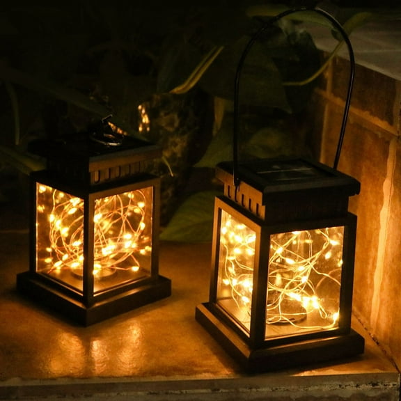 Solar Lanterns Light, Outdoor Waterproof Solar Powered Table Lamp with Handle, Hanging Decorative Lanterns, Handheld LED Solar Light for Garden Patio Tent Tree Outdoor
