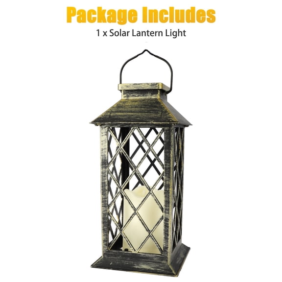 Solar Lanterns Ockeutdoor Waterproof Hanging with Fliring Flameless Candles, Garden Outdoor Lantern Decorative for Patio Front Porch Backyard Balcony Cabin Outside (Bronze)