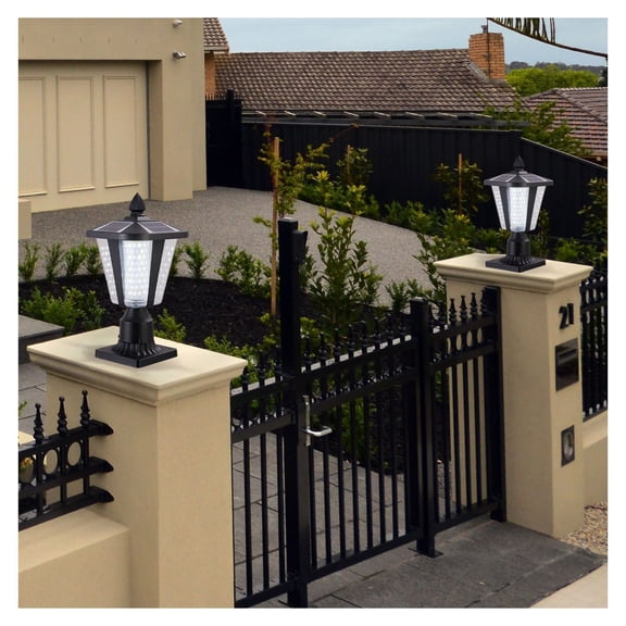 Solar Lanterns Outdoor 15 Inch, Garden Lights 2-Pack - Modern LED Pathway Lights for Yard, Driveway, Solar Powered Decorative Landscape Lighting