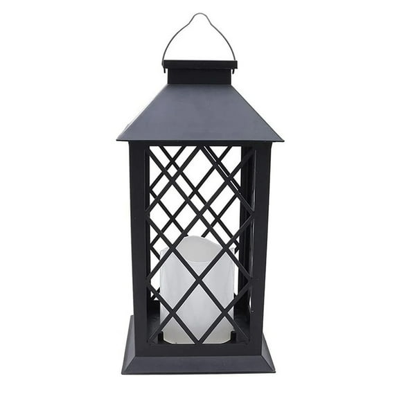 Solar Lanterns Outdoor, Black Lanterns Decorative Indoor, Outdoor Garden Hanging Waterproof LED Flickering Flameless Candle Lights for Outdoor Party