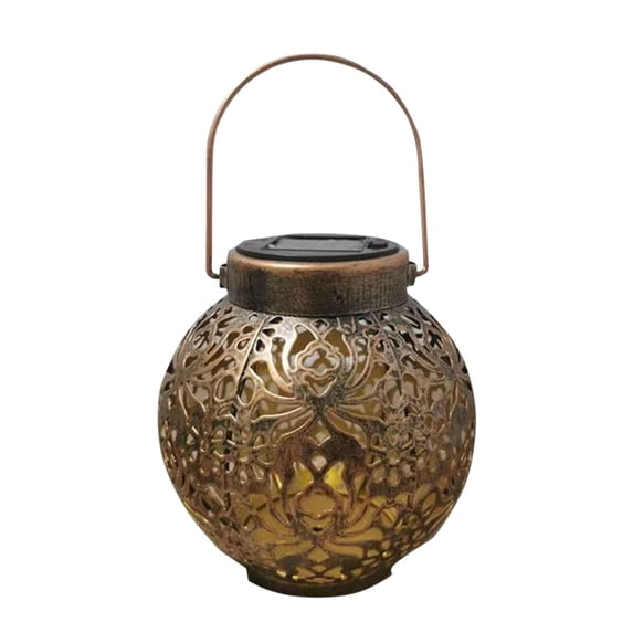 Solar Lanterns Outdoor, Elegant Rose Pattern, Waterproof Hanging Metal Decorative Lanterns for Garden, Patio, Pathway, Yard, Porch (Bronze)