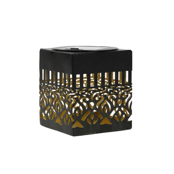 Solar Lanterns Outdoor, Solar-Powered Path Lights with Mandala Pattern, Waterproof Decorative Lights for Patio, Garden, Yard, Walkway, Driveway - Auto On/Off, Energy-Saving, Elegant Black Design with