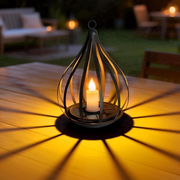 Solar Lanterns Outdoor Waterproof, 1 Pack Solar Lights Outdoor with Flickering Flameless Candle, Hanging Solar Lights for Patio, Porch, Backyard, Garden Decor Gifts for Women, Mom, Grandma