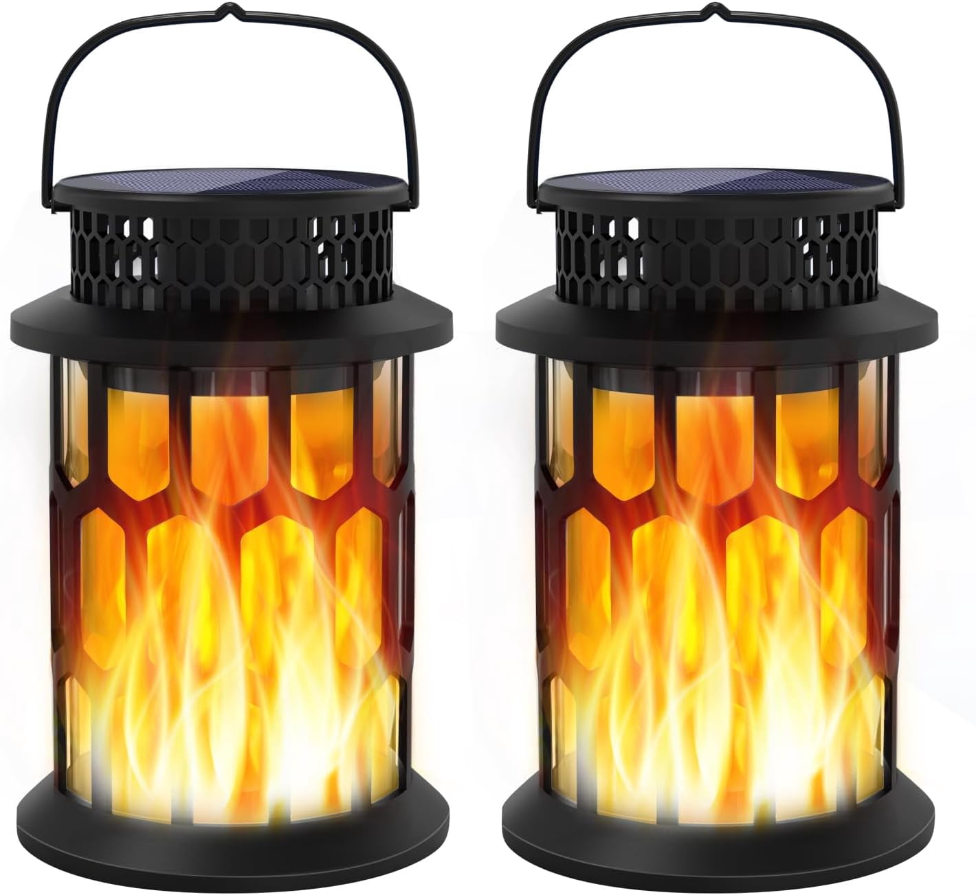 Solar Lanterns Outdoor Waterproof,2 Pack Flickering Flame Hanging Solar — free download