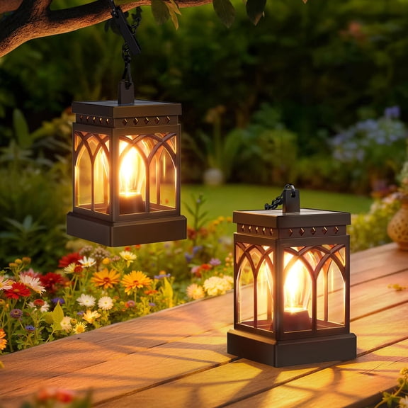 Solar Lanterns Outdoor Waterproof, Brighter Hanging Solar Lantern Lights for Outside, Auto ON/Off Lanterns Decorative Outdoor for Garden Table Yard Path Tree Patio Lawn Decor, Gifts