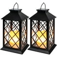 thumbnail image 1 of 2-Pack 13'' Antique Copper Solar Lanterns - Outdoor Waterproof Hanging Lanterns with Flickering Flameless Candles for Patio Porch Backyard, 1 of 8