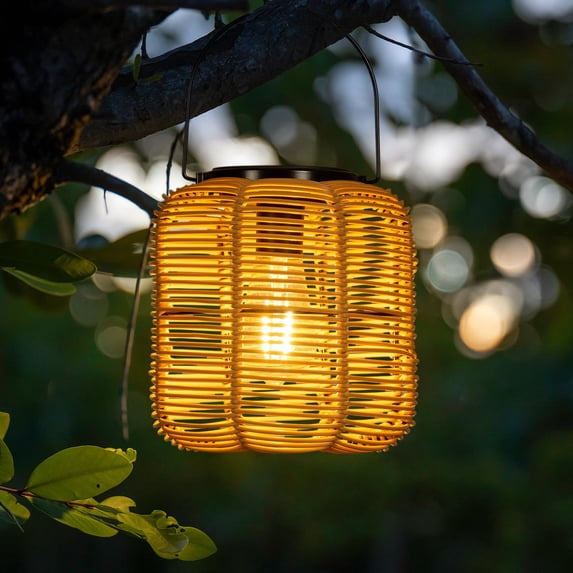 Solar Lanterns Outdoor Waterproof Hanging Rattan Lantern Lights Solar Powered Decorative Table Lamp for Garden Patio Courtyard Lawn