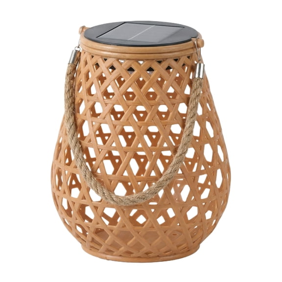 Solar Lanterns Outdoor Waterproof, Hanging Solar Lights with Rattan Weave Design, Decorative LED Garden Lantern for Patio, Porch, Backyard, Balcony, Warm White Light White