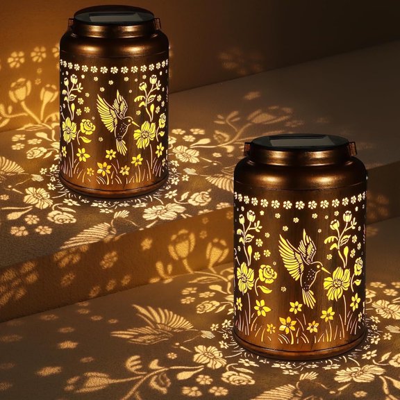 Solar Lanterns Outdoor Waterproof Hummingbird Garden Decor Gifts for Women Mom Grandma Hanging Solar Lights Metal Solar Decoration Outside for Yard, Patio,Backyard,Porch