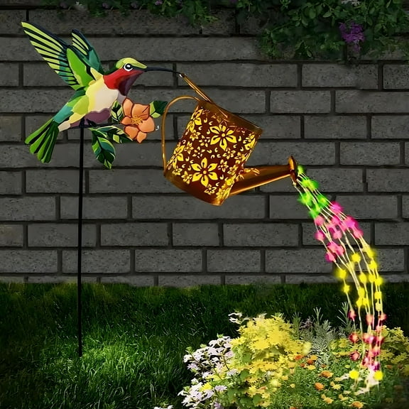 Solar Lanterns Outdoor Waterproof, Hummingbird Watering Can Garden Decor, Hanging Solar Path Lights Yard Art, Outside Patio Decoration Gardening Christmas Gift for Mom Grandma Women