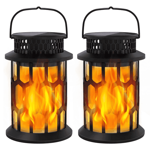 SZRSTH Solar Lights Outdoor, Flickering Flame Solar Lanterns for Garden Patio Yard Decorations