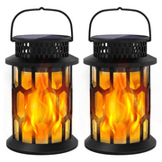 QI-EU Solar Lights Outdoor, Flickering Flame Solar Lanterns for Garden Patio Yard Halloween Decorations