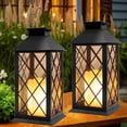 thumbnail image 1 of Solar Lanterns for Outside 2 Pack Large Garden Lanterns with Flickering Candle, Hanging Garden Gifts, Outdoor Waterproof Solar Ornaments for Balcony Patio Vintage Wall Decorations - Black, 1 of 9