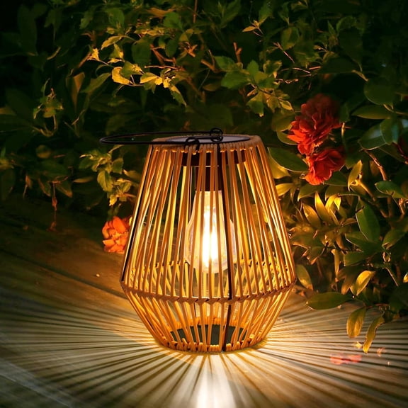 Solar Lanterns, Solar Lights Outdoor Waterproof Boho Light for Outside Hanging Rattan Lantern Decoration for Garden, Yard, Patio, Porch, Trees, Lawn, Pathway, 1 Pack