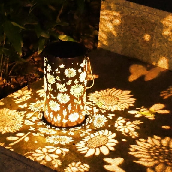 Qoosea Solar Lanterns Sunflower Lights, Outdoor Waterproof Decor Hanging Lantern Sunflower Solar Light for Garden Patio Yard Lawn Pathway Decoration