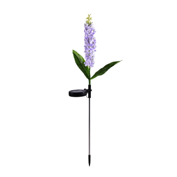 Solar Lavender Garden Stake Lights Simulation Fabric Flower Bed Lamp Auto Sensor Waterproof Glowing Path Light for Yard Greenery Decor 15.35in