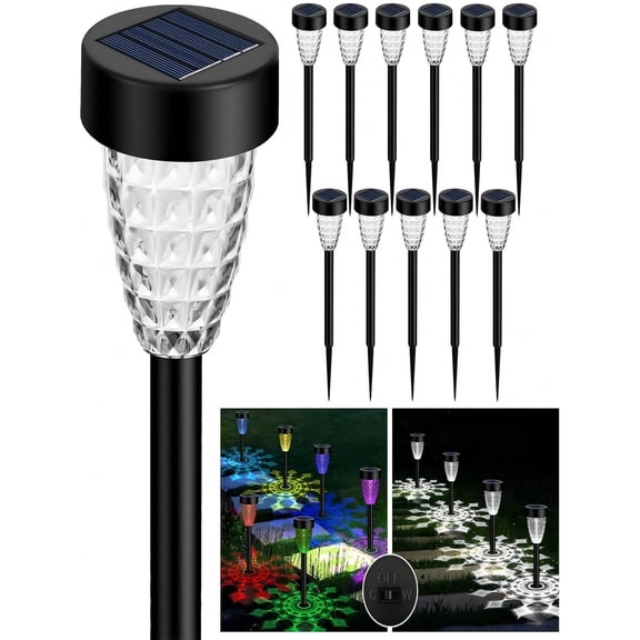 Solar Lawn Lights, 12-Pack IP44 Waterproof with 2 Light Modes, Outdoor Path Lighting