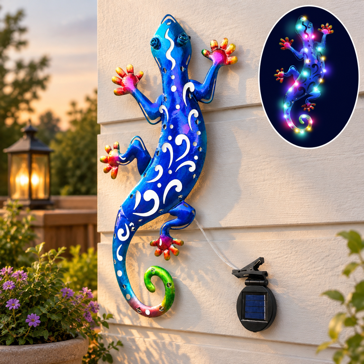 Solar Led Light Gecko Outside Wall Garden Decorations For Yard Art ...