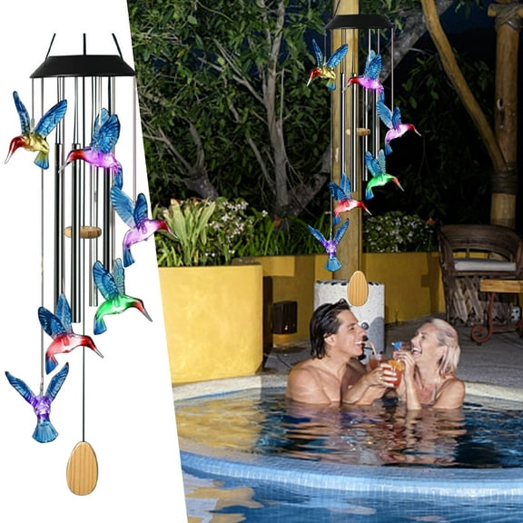 Solar Led Lights Wind Chime Light 25" Spinners Spiral String Hanging Outdoor Garden Decorations For Home Garden Decoration Waterproof Colorful Wind Chime Outdoor Decor