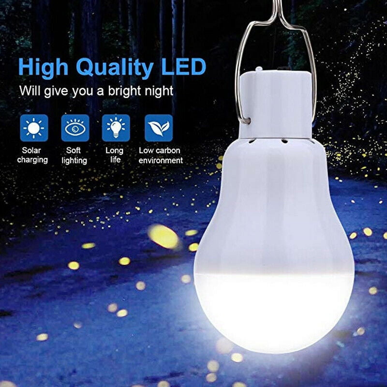 Solar Light Bulb Portable Rechargeable Solar Lamp for Indoor Outdoor Lights Emergency Fishing Camping Chicken coop Lamp Pet House Light