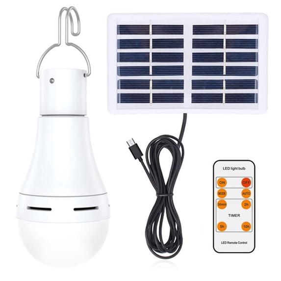 Solar Light Bulb with Panel, Portable Camping Light Outdoor, Rechargeable Battery Powered Lamp for Shed, Emergency Lighting for Home Power Outage
