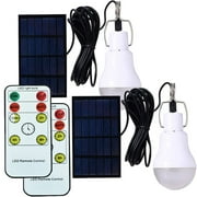 Solar Light Bulbs with Timer, Indoor/Outdoor LED Solar Lights for Chicken Coop, Home, Emergency Power Outage, Remote Control Included, 2 Pack Solar Lights for Outside