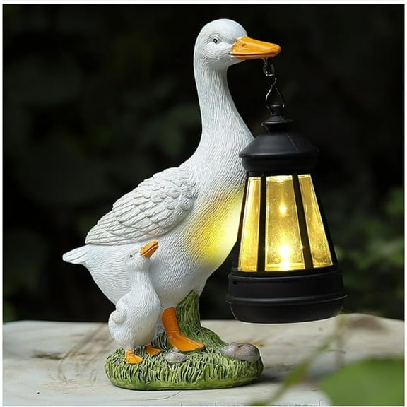 Solar Light Duck Statues, Porch Goose Statue for Front Yard Decor - Outdoor Lawn Ornaments, Garden Ducks and Goose Decorations, Perfect Yard Goose Decor and Duck Decoy for Garden Animals Theme