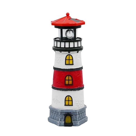 Solar Light House Lamp, LED Outdoor Decor Waterproof Solar Rotating Lighthouse Lantern, Resin Street Light with Automatic On/Off for Garden Yard Patio Courtyard Lawn Pathway Walkway
