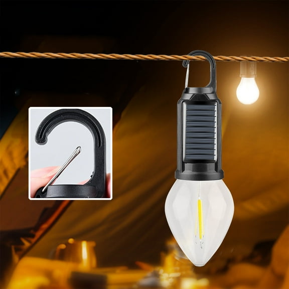 Solar Light, Led Camping Lantern USB Rechargeable Outdoor Tent Lights For Camping Hanging Light Bulbs With Clip Hook Camping Flash