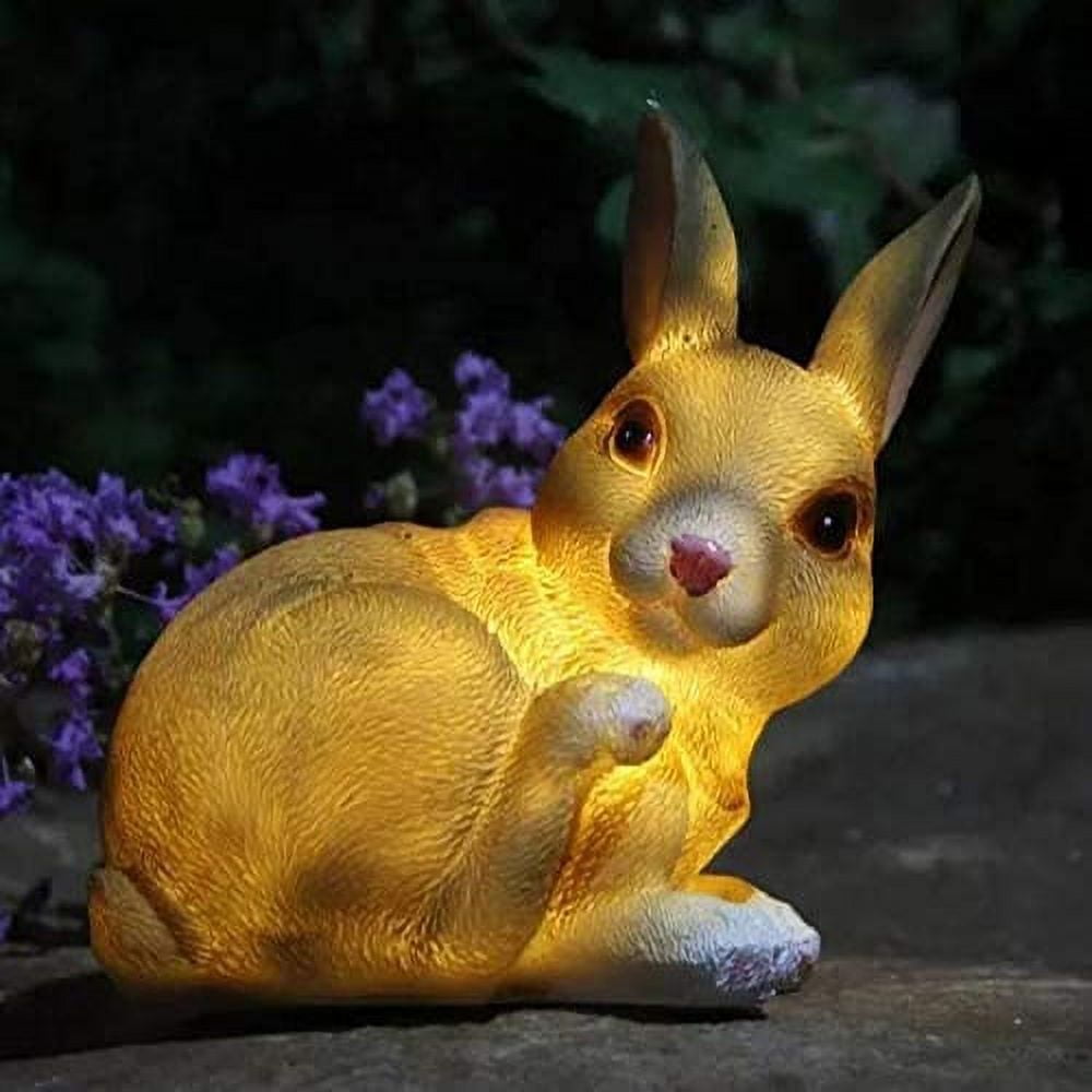 Solar Light Outdoor Garden Rabbit Statue Decoration Waterproof Resin Bunny Garden Sculpture