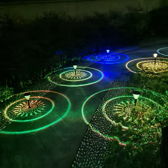 Solar Light Outdoor Waterproof Circle Shadow Lawn Solar Powered Pathway Garden Light LED Landscape Light Decorative for Walkway