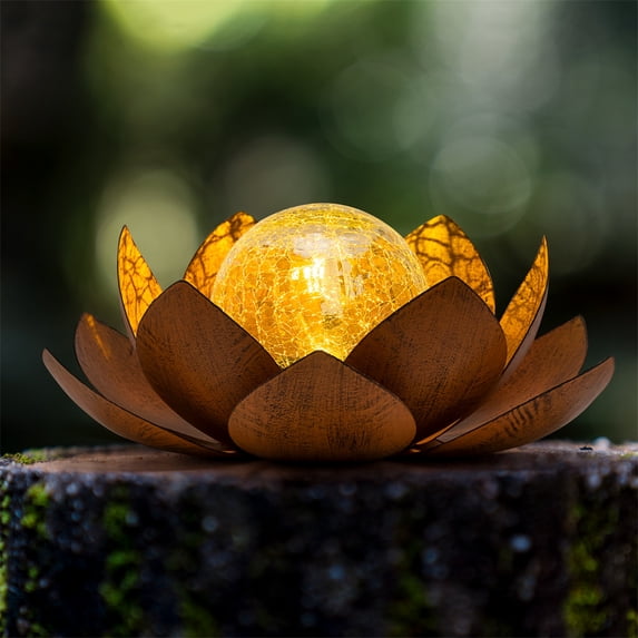 Waitmin Lotus Glass Solar Garden Lights - Decorative Outdoor Lighting