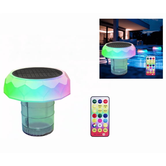 Solar Light Pool Chlorine Floater, Color Changing LED Floating Dispenser for Pool Maintenance & Atmosphere Decor
