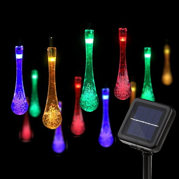 Solar Light String 21.4 Feet 31 LED Water Drops Solar-Colorful Light