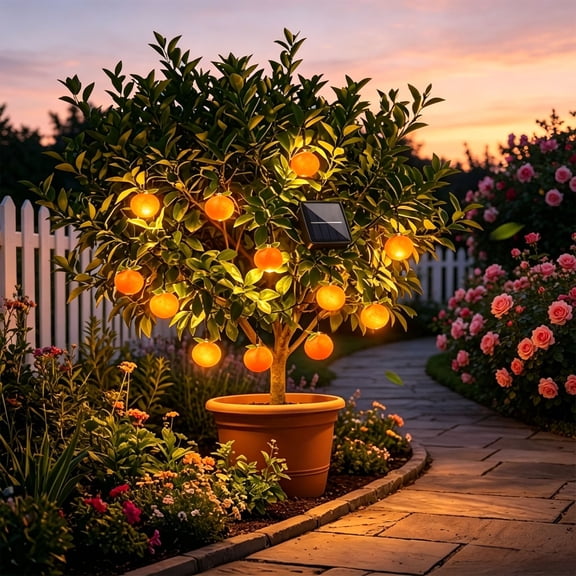 Solar Light String,Fruit Shape Decorative String Light,Simulated Orange Decorative Light for Gardens, Weddings, Parties, Porches, Camping, Courtyards