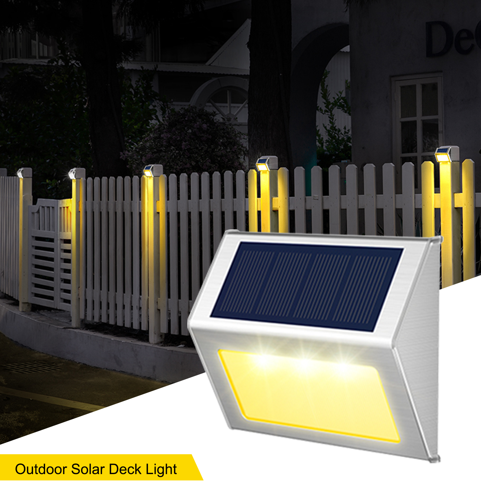 Solar Light for Fences 1 PC - Outdoor Solar Deck Rail Lights Waterproof ...